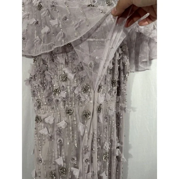 NWT $698 Mac Duggal [ 10 ] Embellished Cape Sleeve Trumpet Gown in Lilac Purple‎ - Picture 14 of 16